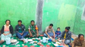 Dekat dengan Warga, Babinsa Hadiri Syukuran Rumah Baru di Desa Belang Malum