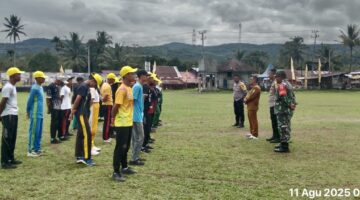 Jelang HUT RI Ke – 80 Tahun 2025 Personil Polsek Sukarame Dan Babinsa Latih Anggota Paskibra