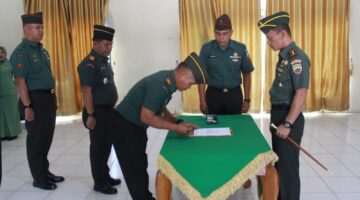 Kodim 0209/Labuhanbatu Gelar Acara Korps Serah Terima Jabatan Danramil dan Tradisi Masuk Satuan