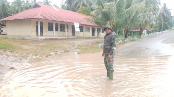 Babinsa Koramil 07/Pauh Kambar Tinjau Lokasi Banjir Di Wilayah Binaan