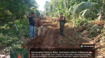 Dukung Pembangunan di Desa Binaan, Babinsa Koramil 14/PB Tinjau Pembangunan Jalan Alternatif