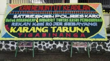 Karang Taruna Tiga Binanga Kirim Papan Bunga ke Mapolres Tanah Karo, Meminta Polres Mengusut Tuntas Pembunuhan Rojer Sebayang