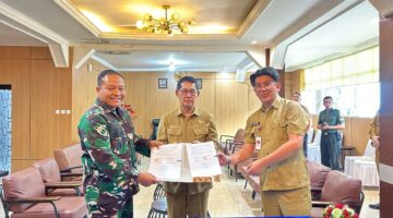 Wujud Sinergitas TNI dan Pemerintah Daerah, Dandim 1310/Bitung Tandatangani Karya Bakti Revitalisasi Marshalling Area Yon TP 916 Makawidey