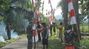 Menjelang Penutupan TMMD Ke-127, Desa Ujong Blang Dipenuhi Umbul-Umbul