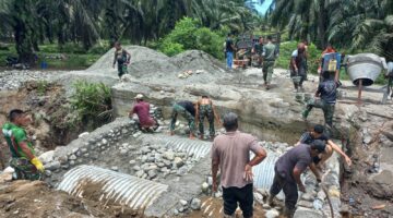 TNI terus Rakit Konstruksi Jembatan Aramco di titik Kuala Tripa