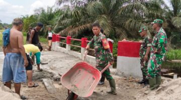 Kodim 0209/Labuhanbatu Tuntaskan Pembangunan Jembatan di Desa Sukarame Baru