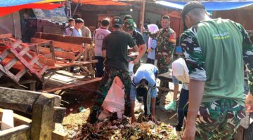 Gelar Gotong Royong Bersama Dalam Rangka TMMD Ke-128 Tahun 2026, Pasar Sungai Geringging Bersih dan Tertata