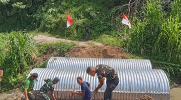 TNI Bersinergi Bangun Jembatan Aramco di wilayah Kecamatan Beutong Ateuh Benggalang