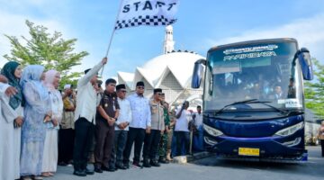 Polres Sergai Turut Doakan & Pastikan Kondusif Pelepasan 190 Jamaah Haji Kloter 8