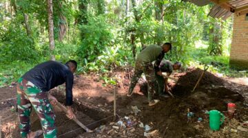 Manunggal Bersama Rakyat, Satgas TMMD Ke 128 Tahun 2026 TNI AD Membangun MCK Di Pos Pemuda Kampung Koto