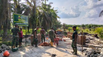 Kodim 0209/Labuhanbatu Rampungkan Pembangunan Jembatan Aramco di Desa Babussalam