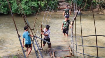 Kodim 0212/TS Rampungkan Jembatan Perintis Garuda di Padang Bolak Julu, Akses Warga Kembali Normal