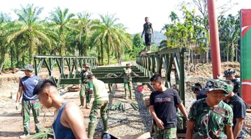Kodim 0211/TT Mulai Pembangunan Jembatan Modular Type 21 di Desa Ampolu Pasca Banjir Bandang