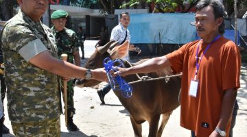 Danrem 031/WB Secara Simbolis Menyerahkan Hewan Kurban kepada Panitia sebagai Wujud Rasa Syukur dan Kepedulian