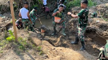 Penuh Semangat, Satgas TMMD Ke 128 Tahun 2026 Kebut pembangunan Jembatan Plat