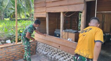 Penuh Semangat dan Manunggal Bersama Rakyat, Satgas TMMD Ke-128 Gotong Royong Lanjutkan Pembangunan RTLH
