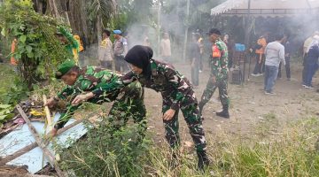 Koramil 06/Medan Sunggal dan Polsek Sunggal Gelar Gerakan Indonesia Asri Dalam Rangka HUT Bhayangkara ke-80