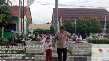 Polres Aceh Tenggara Pastikan Hari Pertama Masuk Sekolah Berjalan Aman dan Lancar