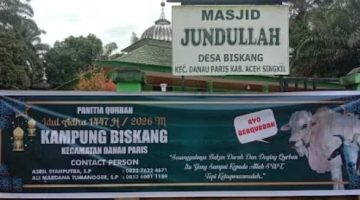 Sambut Idul Adha 1447 H, Panitia Qurban Kampung Biskang Pasang Spanduk Ajakan Beribadah