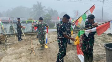 Sambut HUT RI Ke -81, Kodim 0210/TU dan Jajaran Hiasi Perkantoran dengan Pemasangan Umbul-umbul 