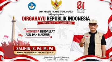 Kepala SMA Negeri 1 Lawe Sigala Gala Mengucapkan Selamat HUT ke-81