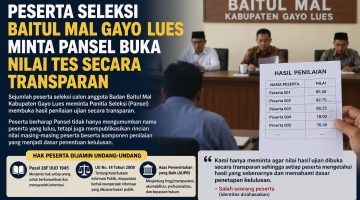 Peserta Seleksi Baitul Mal Kabupaten Gayo Lues Minta Pansel Buka Nilai Tes Secara Transparan