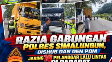 Razia Gabungan Polres Simalungun, Dishub dan Den Pom Jaring 16 Pelanggar Lalu Lintas di Parapat