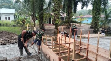 Kodim 0203/LKT Bangun Jembatan Beton di Kuala Langkat, Progres Capai 10 Persen