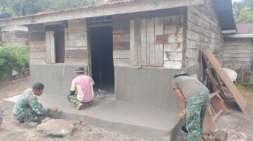 Rumah Paian Berutu Dipermak Satgas TMMD ke-130 Kodim 0206/Dairi, Progres Pembangunan Capai 70 Persen