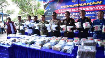 Perangi Narkotika Jaringan Internasional, Danrem 031/Wira Bima Hadiri Pemusnahan Barang Bukti di Mapolda Riau 