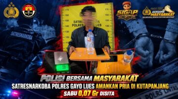 Satresnarkoba Polres Gayo Lues Amankan Pria di Kutapanjang, Sabu 0,07 Gram Disita